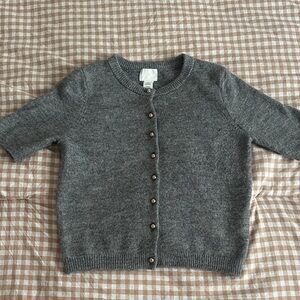 H&M Gray Short-Sleeve Knit Cardigan Sweater